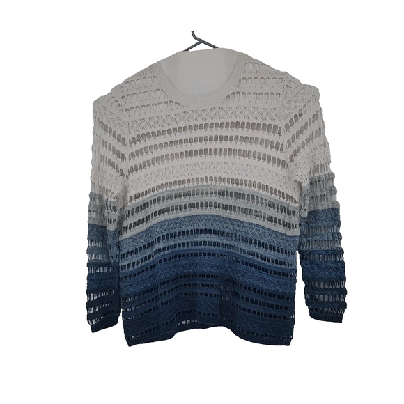 Lane Bryant Woman's Ombre Crochet White Blue Open Knit Pull on Sweater NO Size - Picture 2 of 7